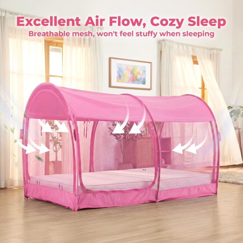 LEEDORÂ® Mosquito Net Bed Tent Canopy Indoor Tent Privacy Bed Fort Dream Tent for Kids or Adult Pink Twin 75 X 39 X 47H'' (Mattress Not Included) - Image 4